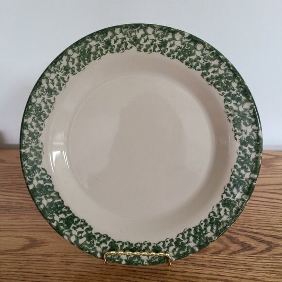 Workshops of Gerald E. Henn Pottery Green Roseville Spongeware Holiday Plate VTG - Picture 14 of 14